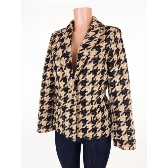 Vintage CHANEL FR 38 US 4 6 Wool Mix Tweed Houndstooth Jacket P61932V47065 - Picture 3 of 11